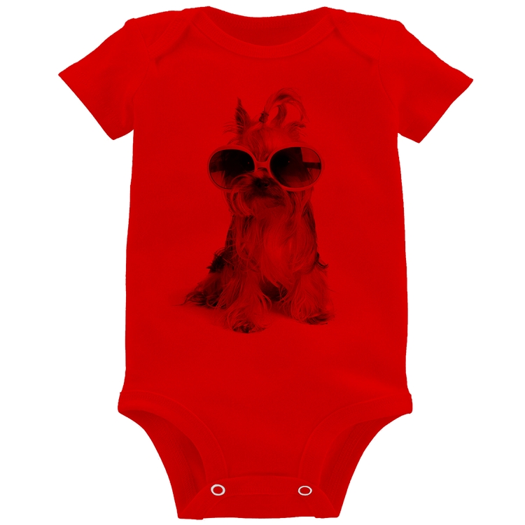 Body Bebê Yorkshire de Óculos - Vermelho