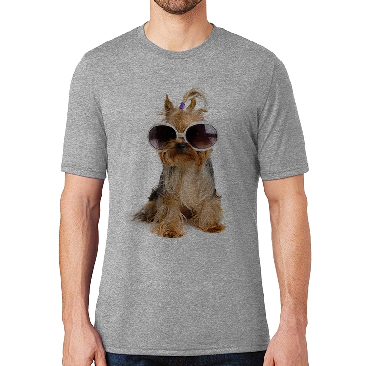 Camiseta Yorkshire de Óculos - Cinza