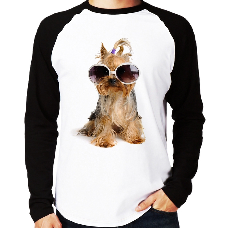 Camiseta Raglan Yorkshire de Óculos Manga Longa