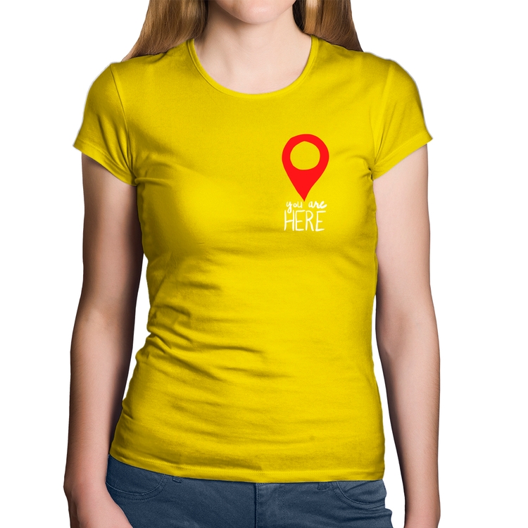 Baby Look Algodão You Are Here - Amarela