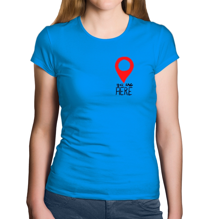 Baby Look Algodão You Are Here - Azul