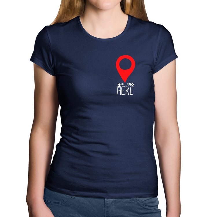 Baby Look Algodão You Are Here - Marinho