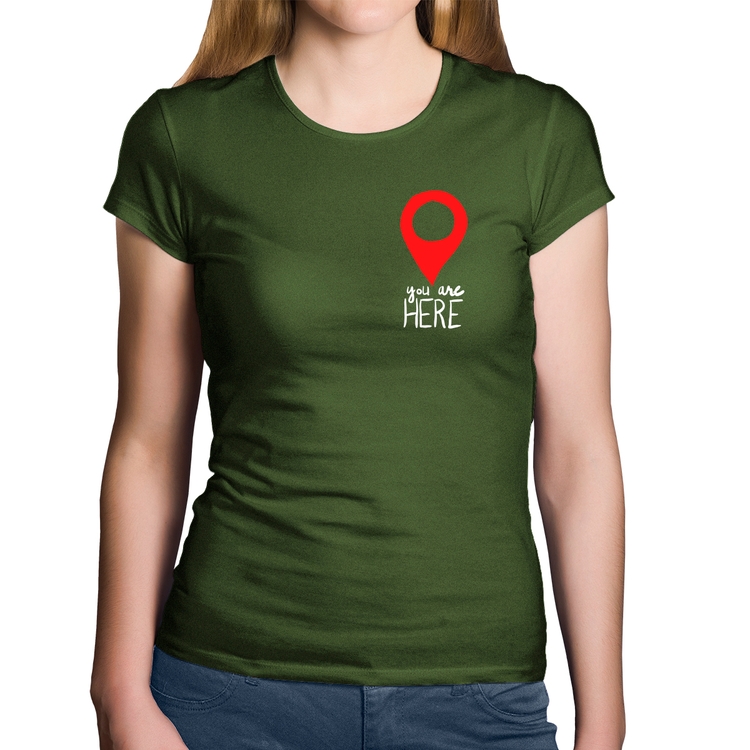 Baby Look Algodão You Are Here - Musgo