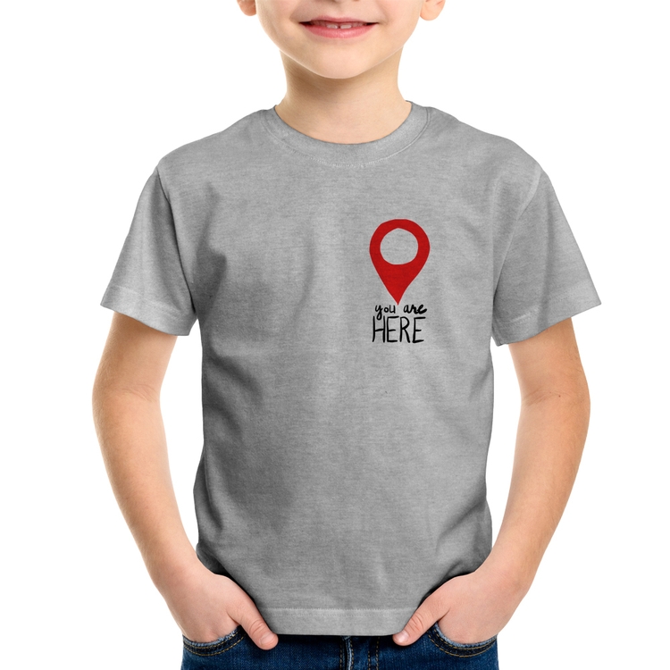 Camiseta Infantil You Are Here - Cinza