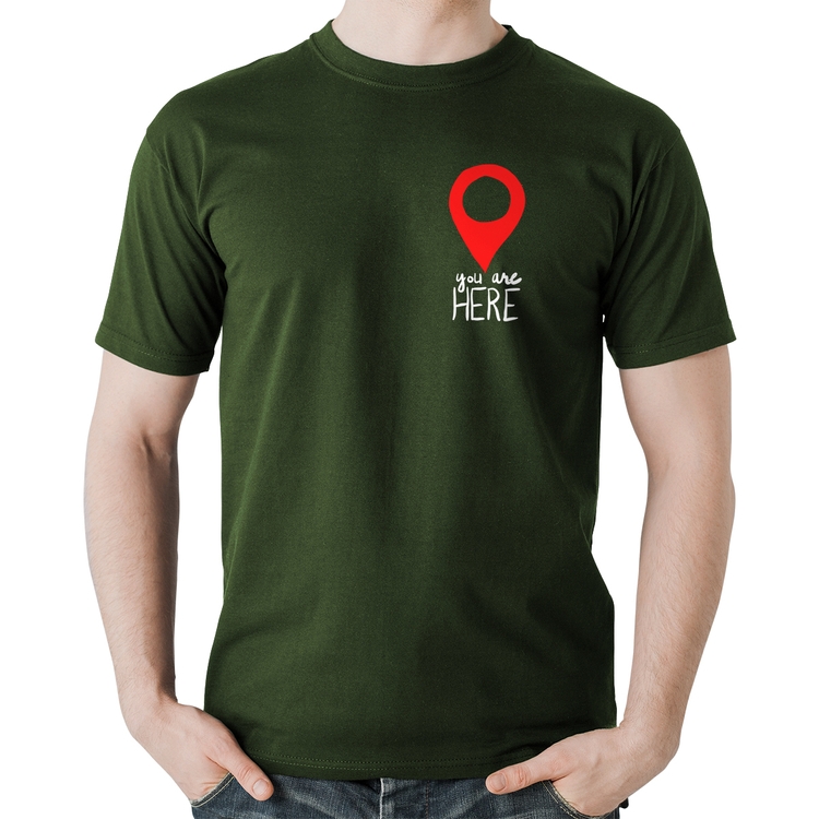 Camiseta Algodão You Are Here - Musgo