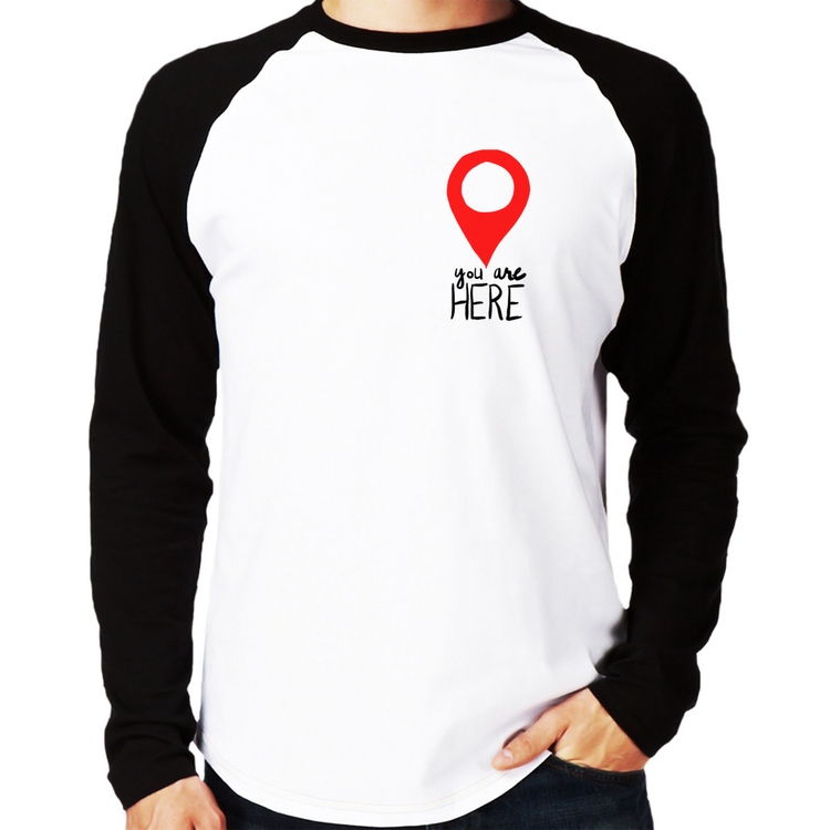 Camiseta Raglan You Are Here Manga Longa