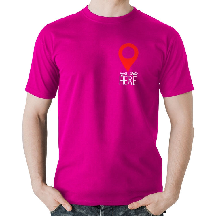 Camiseta Algodão You Are Here - Rosa