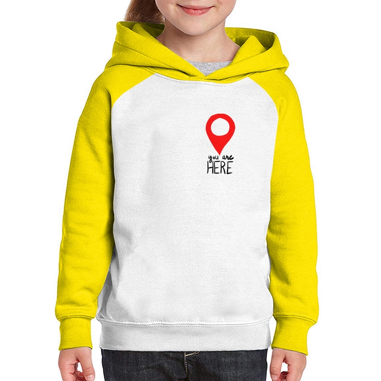 Moletom Infantil You Are Here - Branco/Amarelo