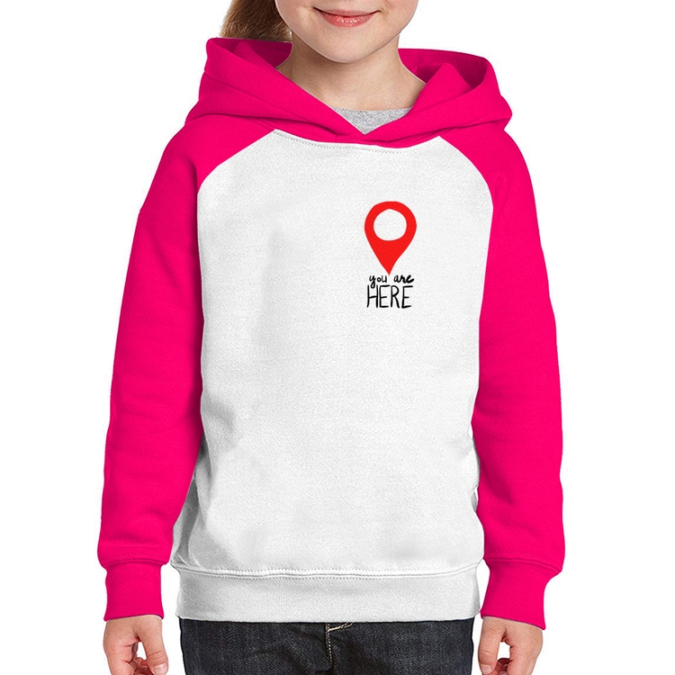 Moletom Infantil You Are Here - Branco/Rosa