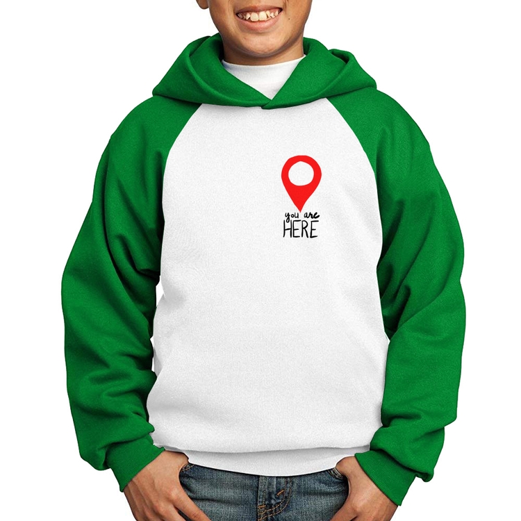 Moletom Infantil You Are Here - Branco/Verde