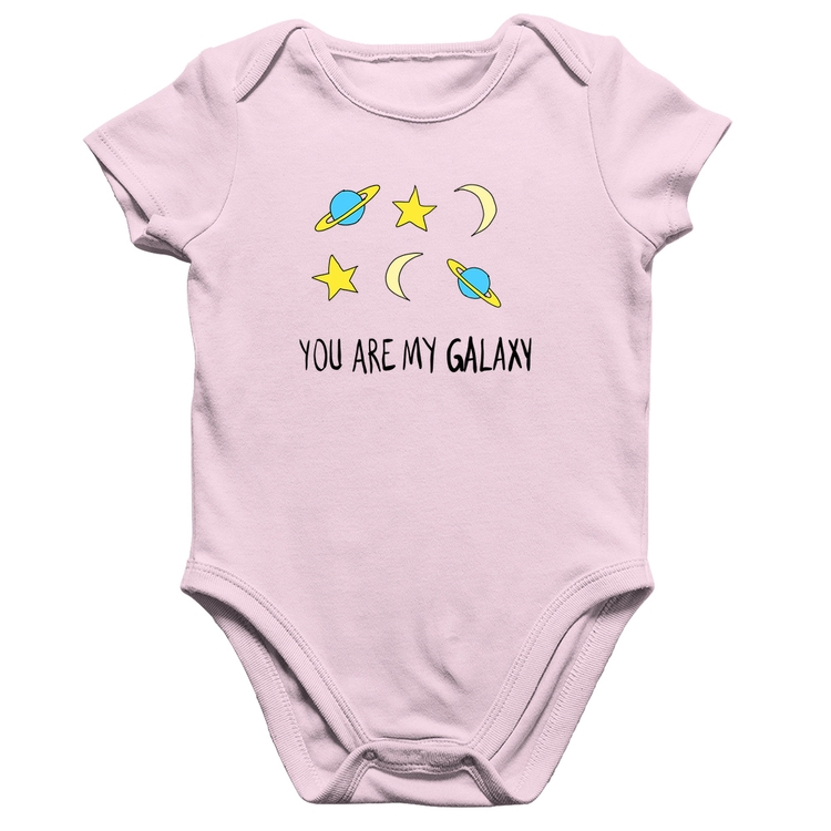 Body Bebê Algodão You Are My Galaxy - Rosa Bebê