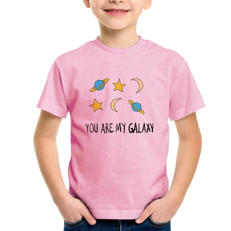 Camiseta Infantil You Are My Galaxy - Rosa Bebê