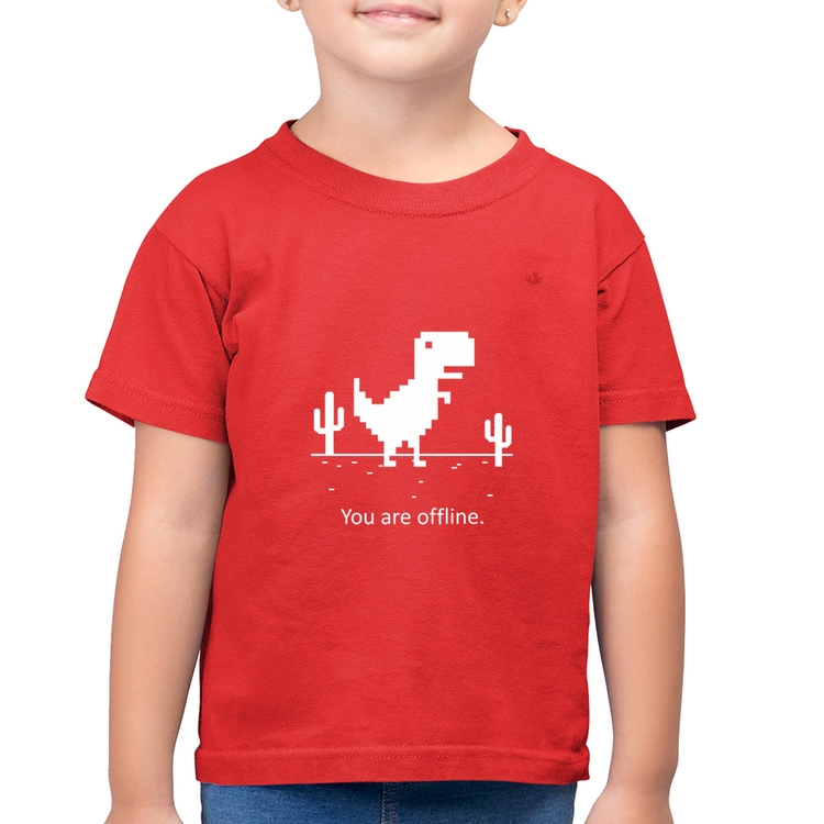 Camiseta Algodão Infantil You are offline - Vermelha