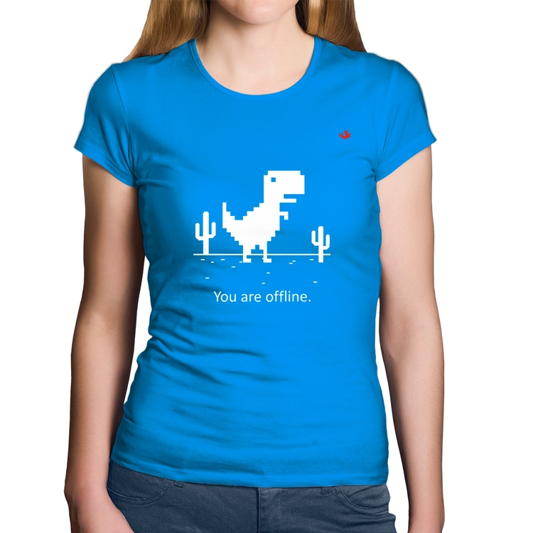 Baby Look Algodão You are offline - Azul