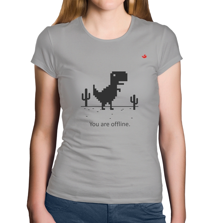 Baby Look Algodão You are offline - Cinza