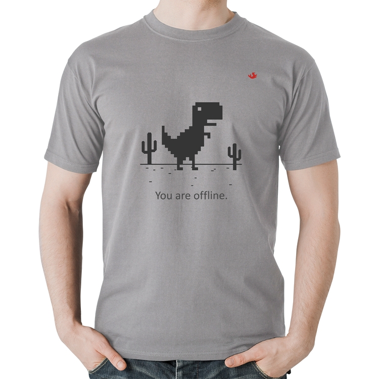 Camiseta Algodão You are offline - Cinza