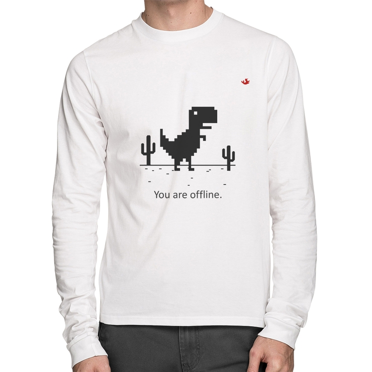 Camiseta Algodão You are offline Manga Longa - Branca