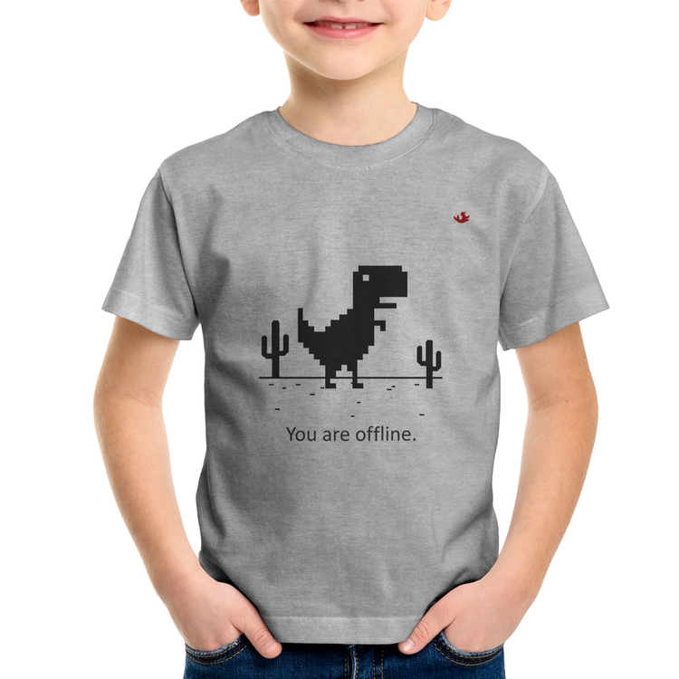 Camiseta Infantil You are offline - Cinza