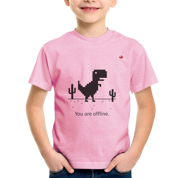 Camiseta Infantil You are offline - Rosa Bebê