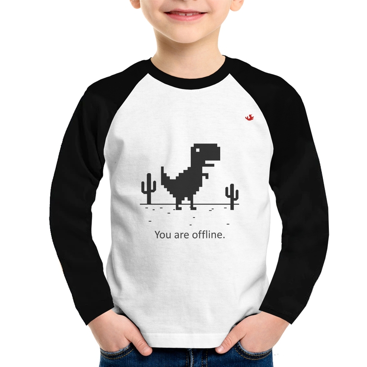 Camiseta Raglan Infantil You are offline Manga Longa