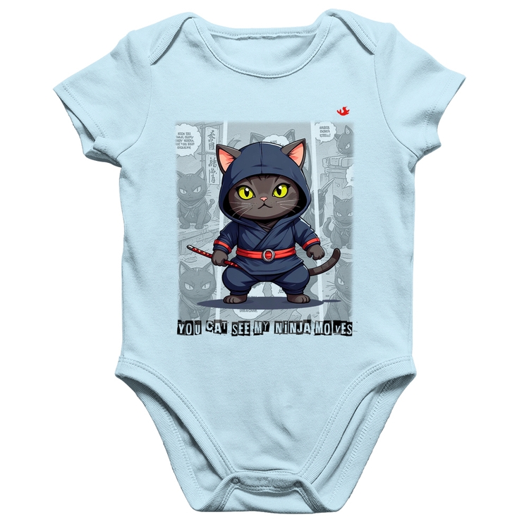 Body Bebê Algodão You cat see my ninja moves - Azul Bebê
