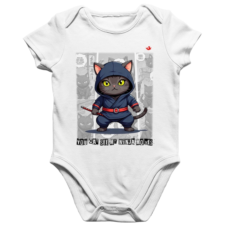 Body Bebê Algodão You cat see my ninja moves - Branco