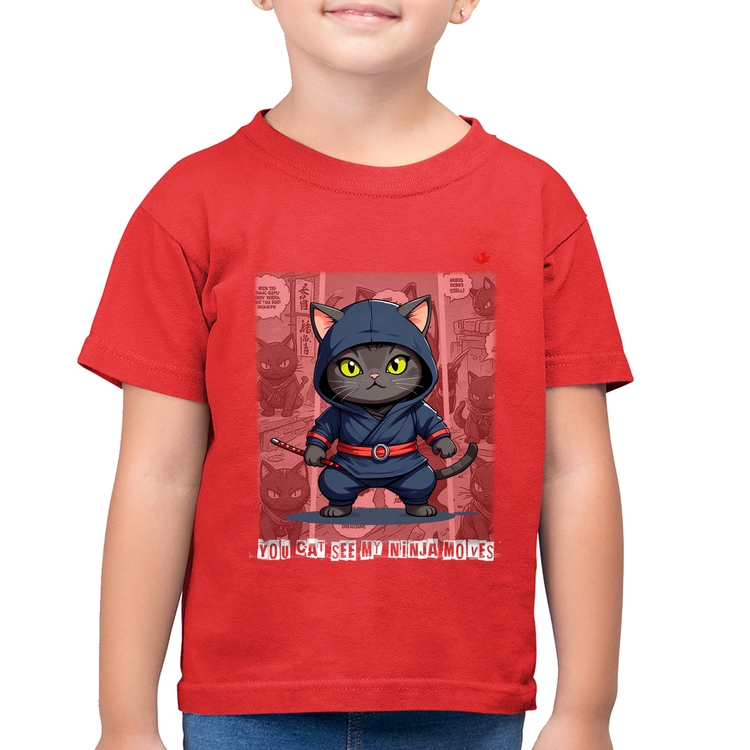 Camiseta Algodão Infantil You cat see my ninja moves - Vermelha