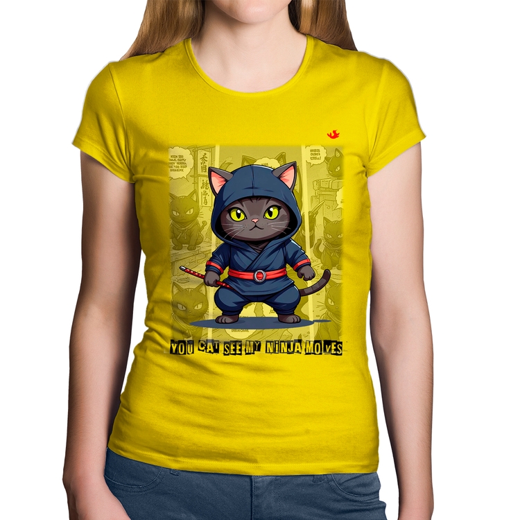 Baby Look Algodão You cat see my ninja moves - Amarela