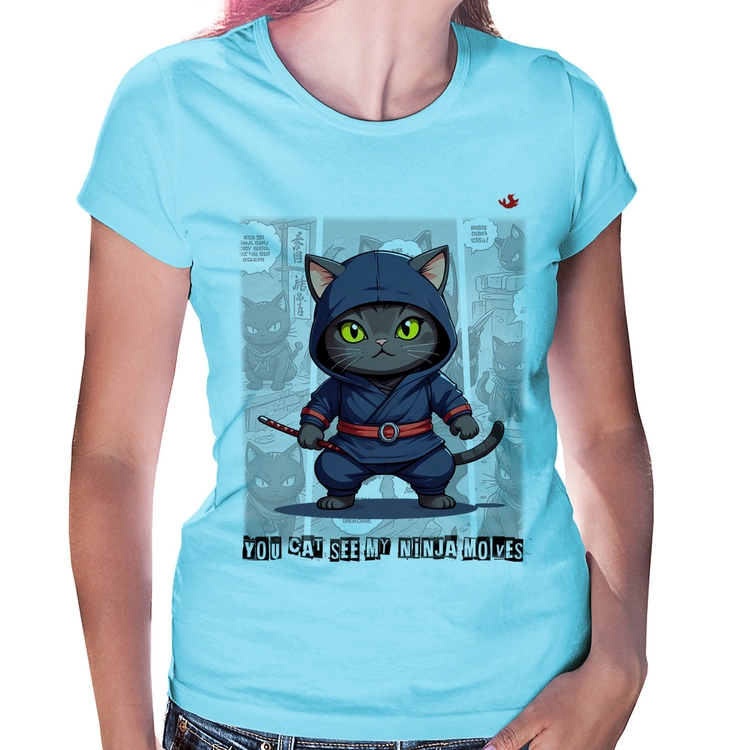 Baby Look You cat see my ninja moves - Azul Bebê