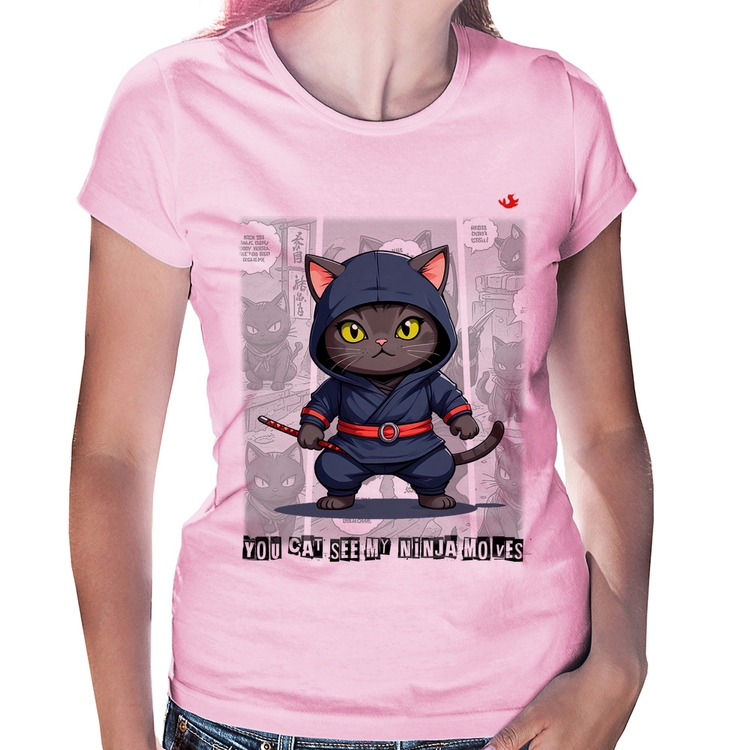 Baby Look You cat see my ninja moves - Rosa Bebê