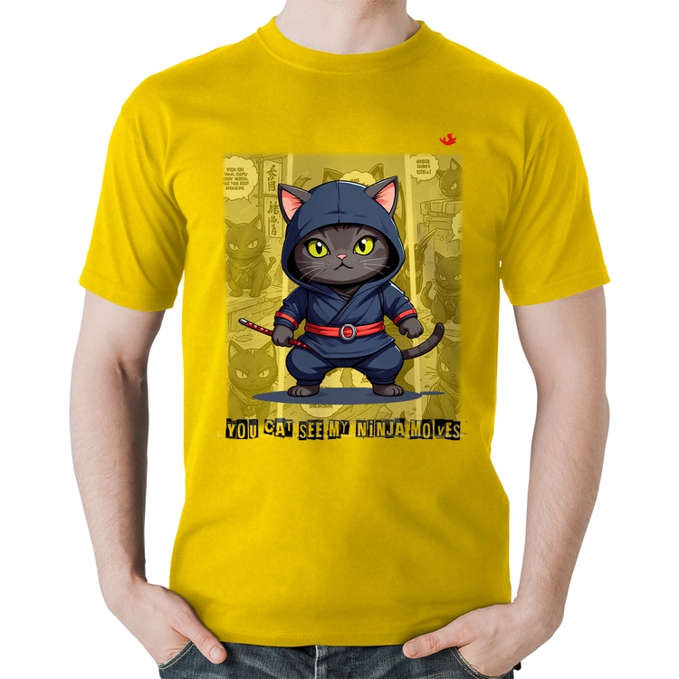 Camiseta Algodão You cat see my ninja moves - Amarela