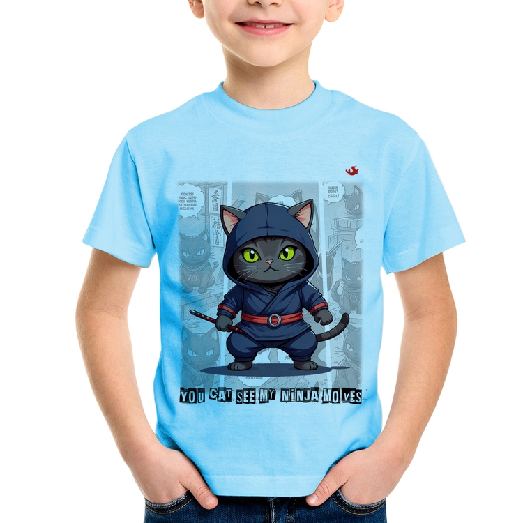 Camiseta Infantil You cat see my ninja moves - Azul Bebê