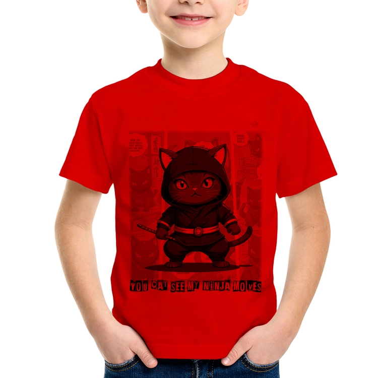 Camiseta Infantil You cat see my ninja moves - Vermelha