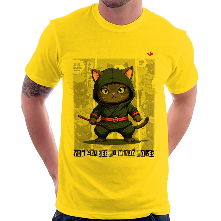 Camiseta You cat see my ninja moves - Amarela