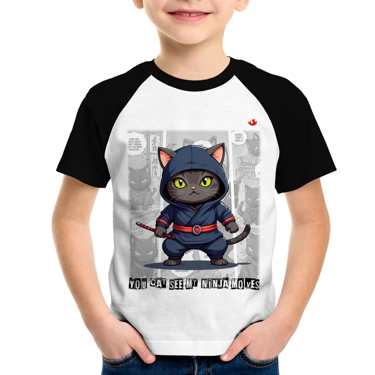 Camiseta Raglan Infantil You cat see my ninja moves