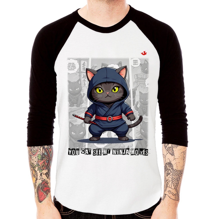 Camiseta Raglan You cat see my ninja moves Manga 3/4