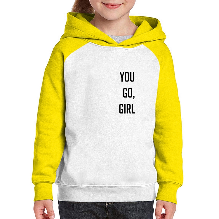 Moletom Infantil You go girl - Branco/Amarelo