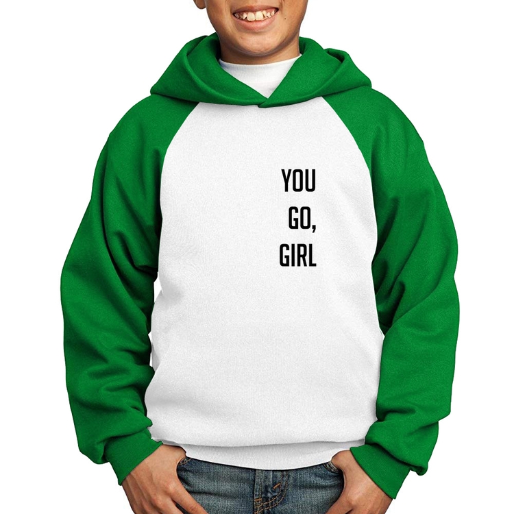 Moletom Infantil You go girl - Branco/Verde