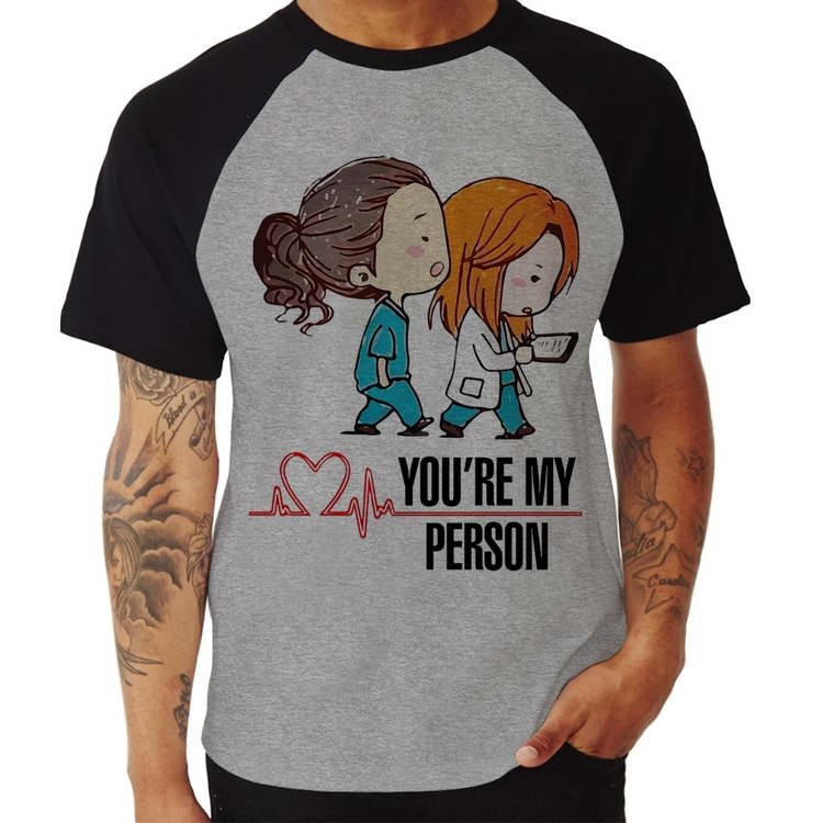 Camiseta Raglan You're My Person - Cinza/Preto