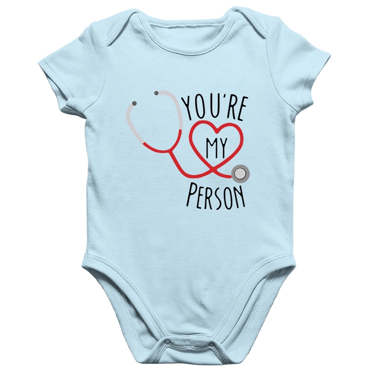 Body Bebê Algodão You're My Person Coração - Azul Bebê