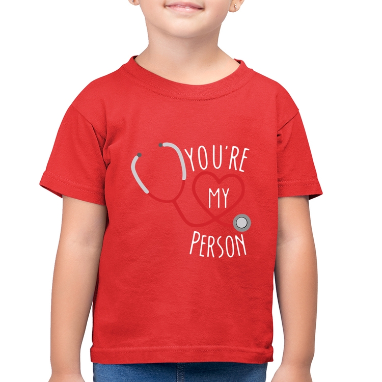 Camiseta Algodão Infantil You're My Person Coração - Vermelha