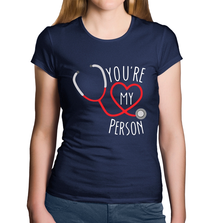 Baby Look Algodão You're My Person Coração - Marinho