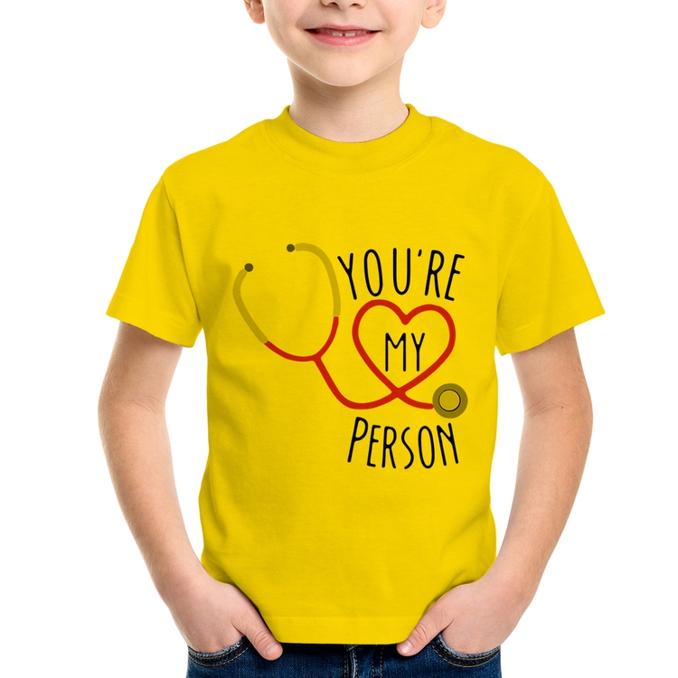 Camiseta Infantil You're My Person Coração - Amarela