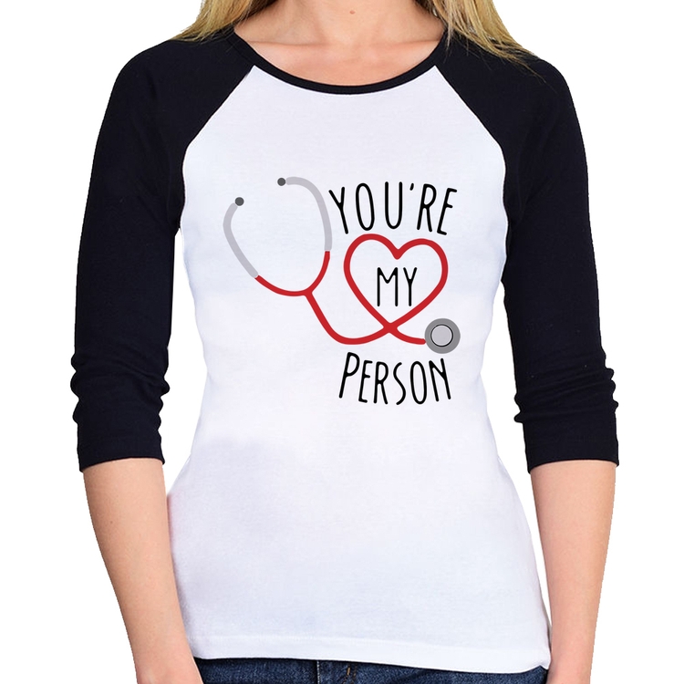 Baby Look Raglan You're My Person Coração Manga 3/4