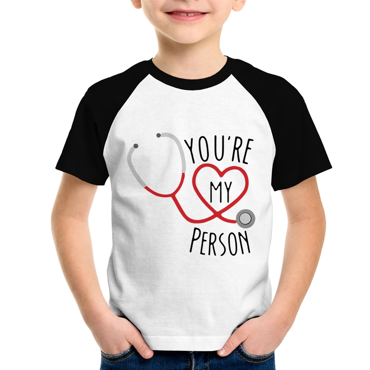 Camiseta Raglan Infantil You're My Person Coração