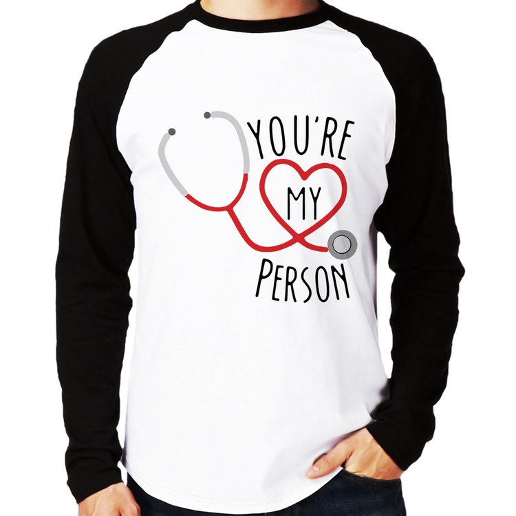 Camiseta Raglan You're My Person Coração Manga Longa