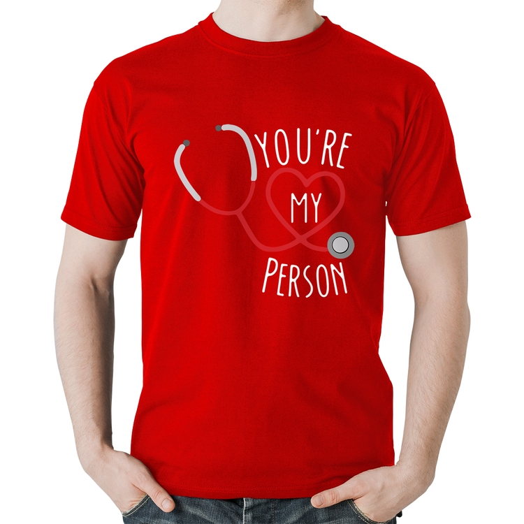 Camiseta Algodão You're My Person Coração - Vermelha