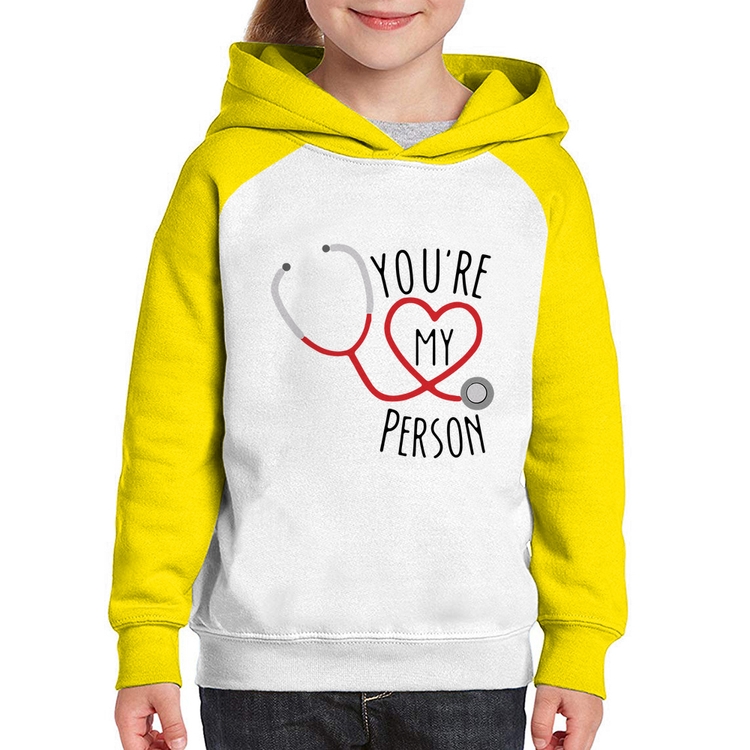 Moletom Infantil You're My Person Coração - Branco/Amarelo