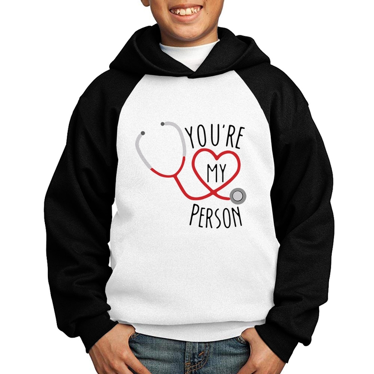 Moletom Infantil You're My Person Coração - Branco/Preto