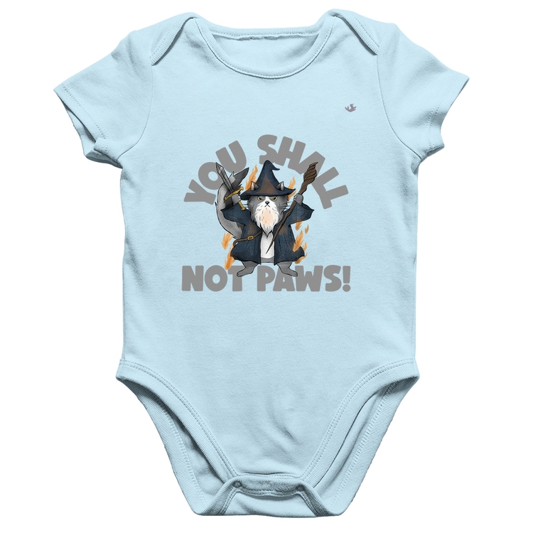 Body Bebê Algodão You shall not paws - Azul Bebê